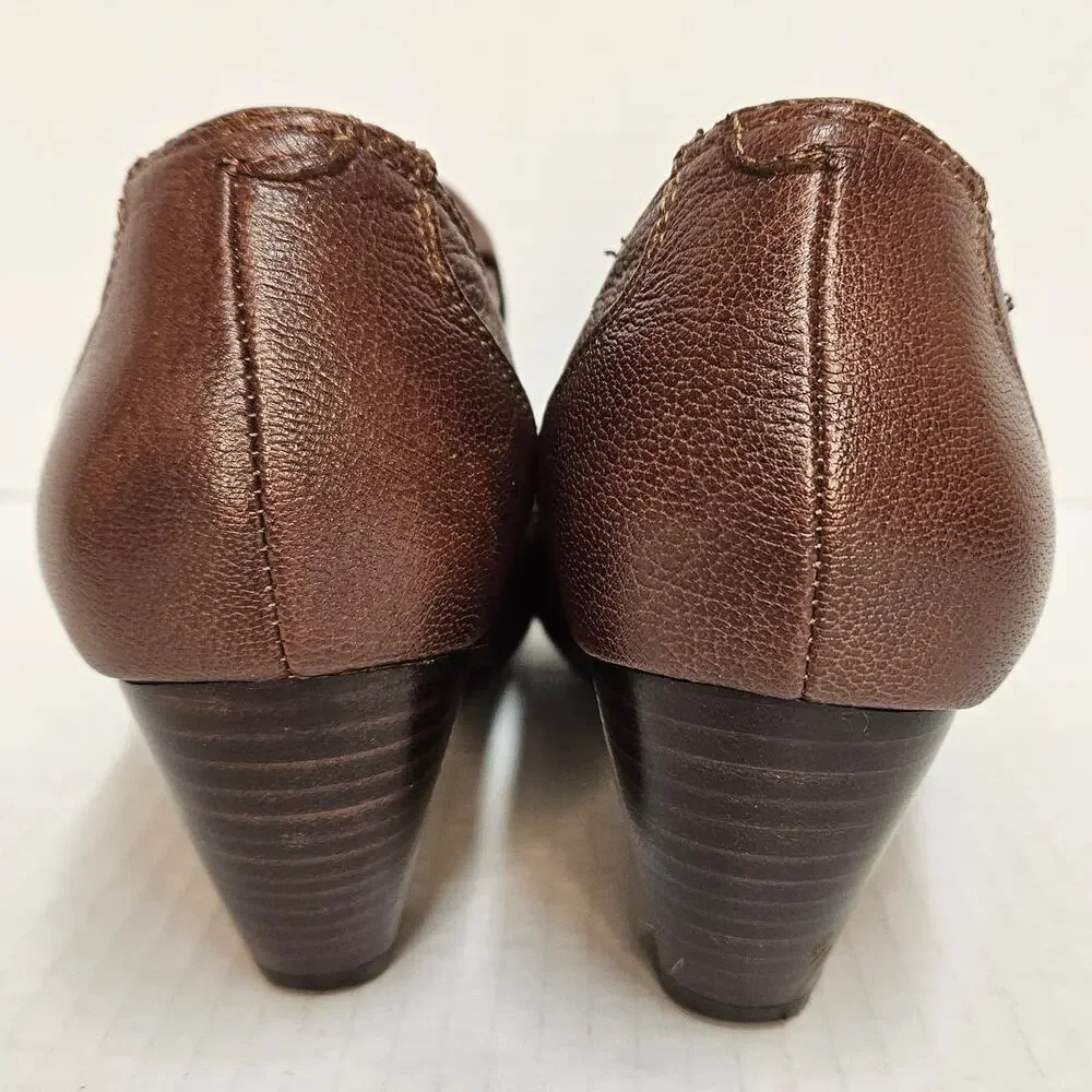 BARETRAPS Brown Leather Tyley Stacked Cone Heel‎ Booties Size 6.5 M